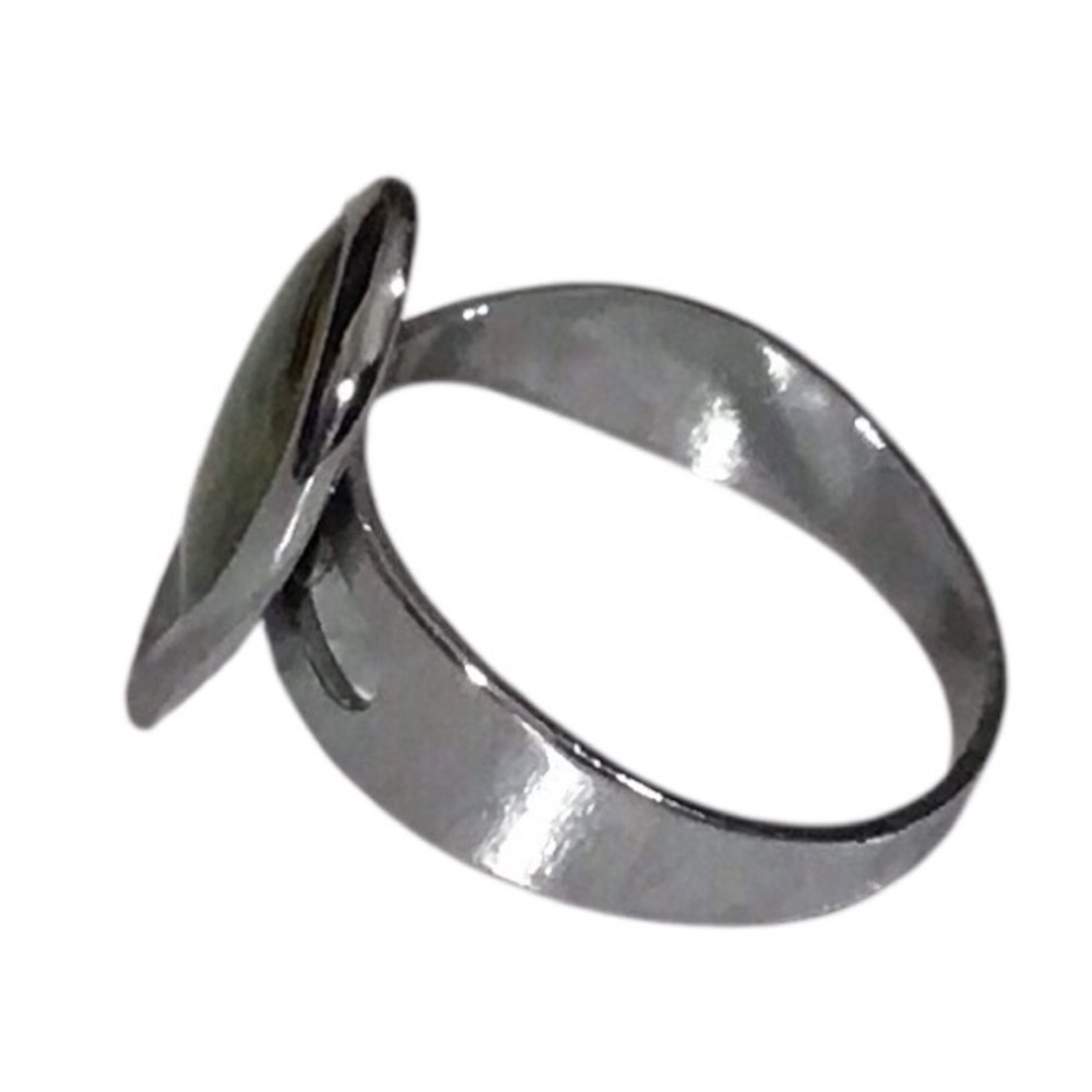 Abalone Shell Ring Silver Tone Adjustable Band Vi… - image 5